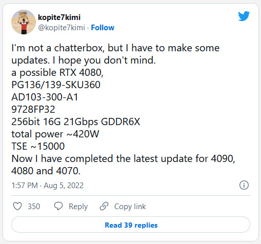 2022-08-06_17-34-34 2022 08 06 17 34 34 ลือ!! การ์ดจอ NVIDIA GeForce RTX 4080 รุ่นใหม่ถูกปรับลดคอร์ลงเหลือ 9728 CUDA cores คาดเตรียมเปิดตัวช่วงเดือนตุลาคมที่จะถึงนี้