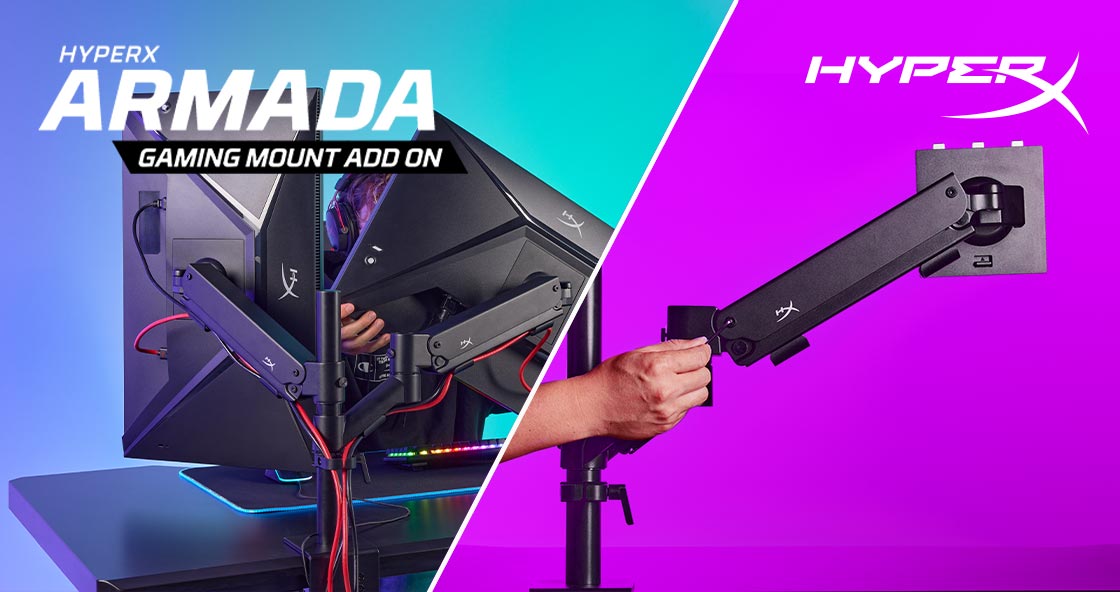 armada-gaming-mount__pr_1120x592-1 armada gaming mount pr 1120x592 1 HyperX เปิดตัวเกมมิ่งมอนิเตอร์รุ่นใหม่ล่าสุดในซีรีส์ Armada เกมมิ่งมอนิเตอร์ที่มาพร้อมขายึดโต๊ะและแขนจับที่ออกแบบตามหลักสรีรศาสตร์