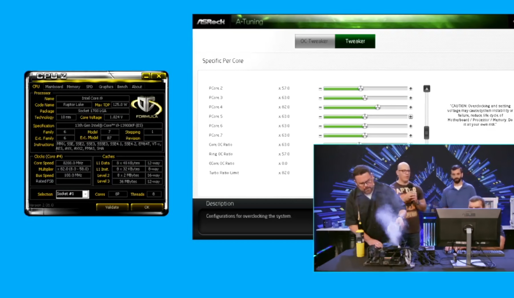 intel-raptor-lake-82-ghz-oc-2 intel raptor lake 82 ghz oc 2 เผยซีพียู Intel Core i9 13900K ถูกโอเวอร์คล๊อกไปที่ความเร็วมากถึง 8.2Ghz ด้วยไนโตรเจนเหลว Ln2