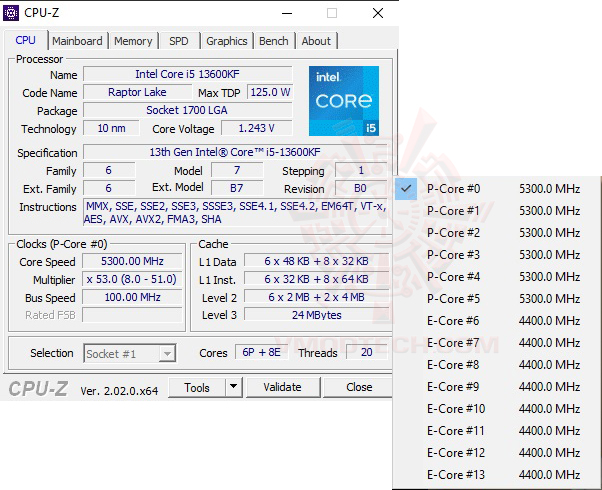 cpuid 53 oc all core INTEL CORE i5 13600KF PROCESSOR REVIEW