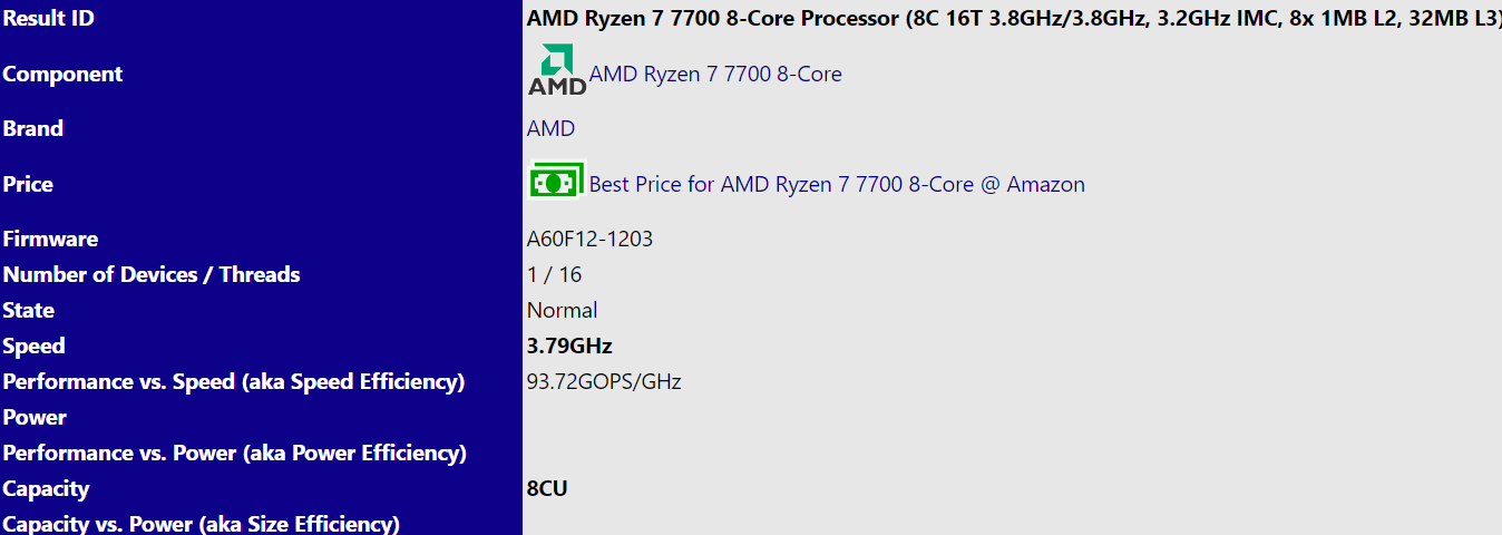 amd ryzen 7700 specs หลุดข้อมูลซีพียู AMD Ryzen 7 7700 และ Ryzen 5 7600 รุ่น non X กินไฟต่ำ 65W ปรากฏในฐานข้อมูล SiSoftware database