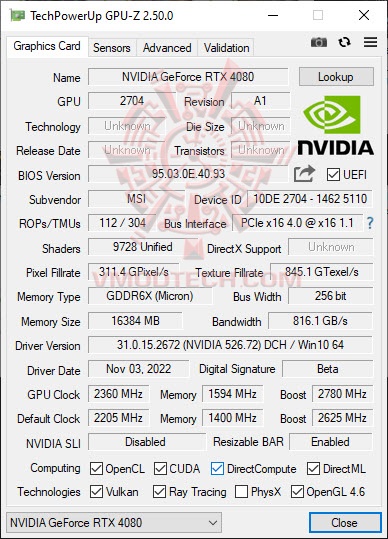 gpuoc gpuoc MSI GeForce RTX™ 4080 SUPRIM X 16GB GDDR6X Review