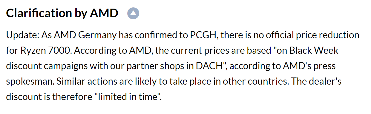 amd price cuts limited เอเอ็มดีลดราคาซีพียู AMD Ryzen 7000ซีรี่ย์อย่างเป็นทางการในเว็บไซต์หลักแล้ว