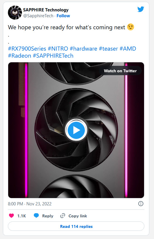 2022 11 25 11 02 13 Sapphire เปิดตัวการ์ดจอ Sapphire Radeon RX 7900 NITRO series รุ่นใหม่ล่าสุดพร้อมแสงไฟ LED illuminated cooler ดีไซน์ใหม่ให้อย่างสวยงาม