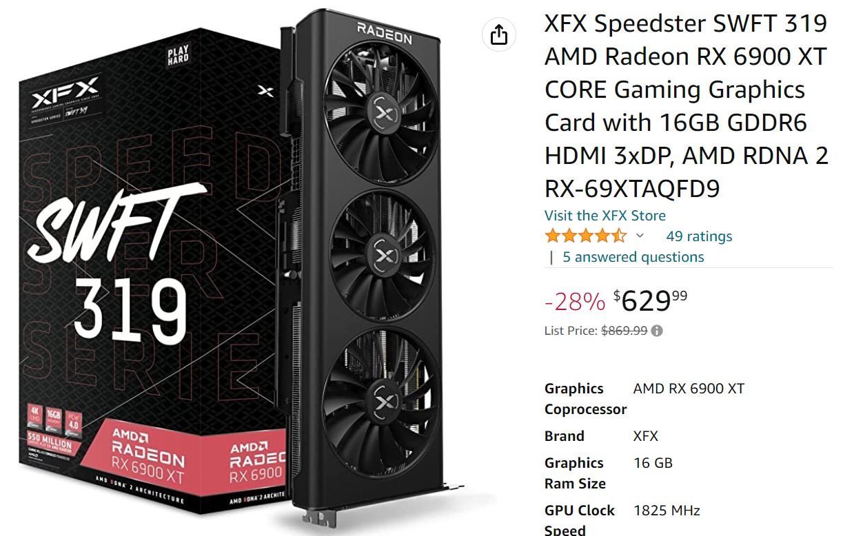 xfx radeon rx 6900xt price 1 เอเอ็มดีลดราคาการ์ดจอ AMD Radeon RX 6900 XT เหลือ 630USD หรือประมาณ 22,680บาท ในโปรโมชั่น Black Friday