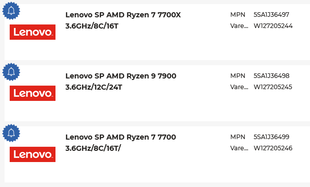 lenovo ryzen 7000 leak เผยเอเอ็มดีเตรียมเปิดตัวซีพียู AMD Ryzen 9 7900 และ Ryzen 7 7700 ในรุ่น Non X เน้นกินไฟต่ำ 65W ในเร็วๆ นี้ 