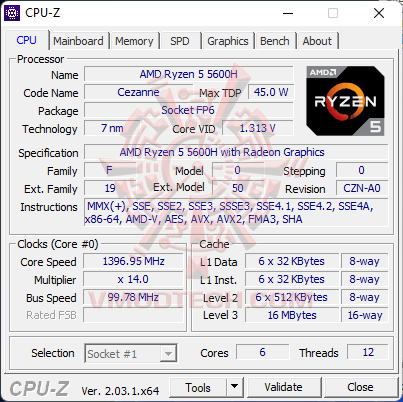 cpu1 ASUS MiniPC PN52 S5037AD   AMD R5 5600H Review