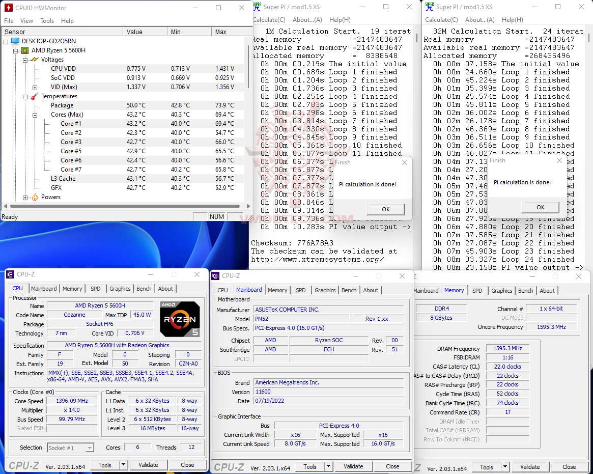 superpi ASUS MiniPC PN52 S5037AD   AMD R5 5600H Review
