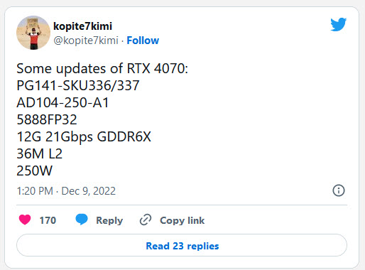 2022-12-10_7-28-27 2022 12 10 7 28 27 ลือ!! สเปกการ์ดจอ NVIDIA GeForce RTX 4070 คูด้าคอร์ 5888 CUDA cores แรม 12GB กินไฟ 250W TDP