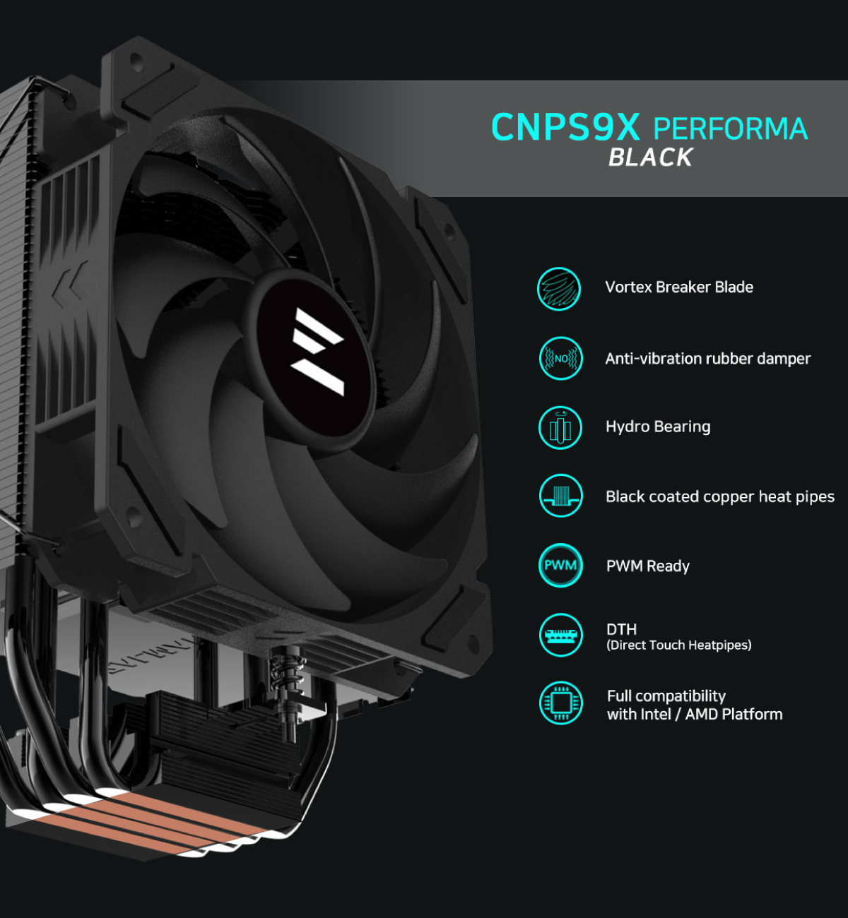 e0b89be0b8a3e0b8b0e0b881e0b8ade0b89a 2 Ascenti เปิดตัว Cooling Zalman น้องใหม่ CNPS9X Performa Black เย็นเงียบถึงใจ ระบายความร้อนได้ดี