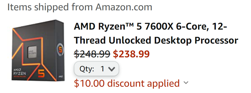amd-ryzen-7600x amd ryzen 7600x เอเอ็มดีลดราคารอ!! AMD Ryzen 5 7600X ลดราคาเหลือ $239 หรือประมาณ 8,1XXบาท