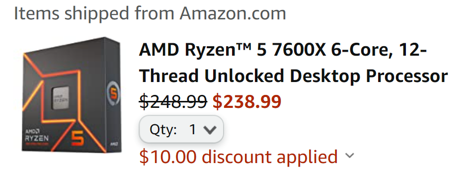amd ryzen 7600x เอเอ็มดีลดราคารอ!! AMD Ryzen 5 7600X ลดราคาเหลือ $239 หรือประมาณ 8,1XXบาท 