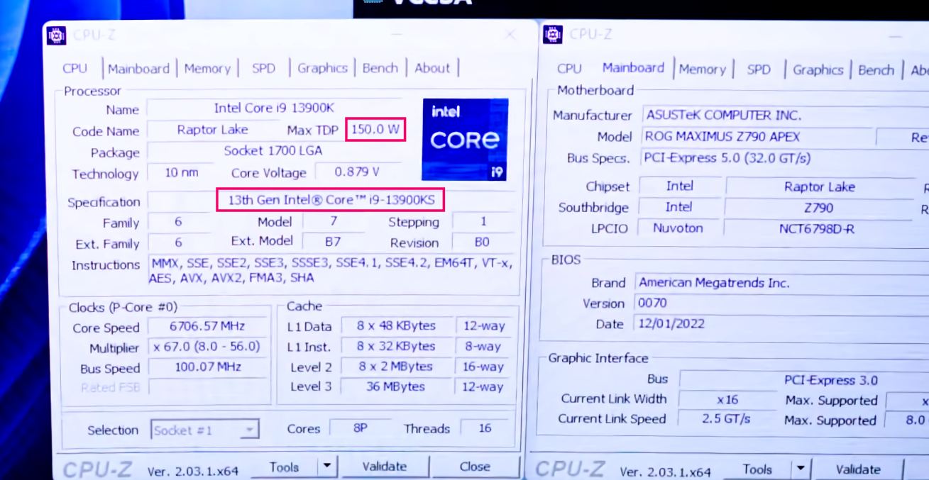 core 13900ks confirmed หลุดข้อมูลซีพียู Intel Core i9 13900KS ใช้ไฟเริ่มต้นที่ 150W TDP 