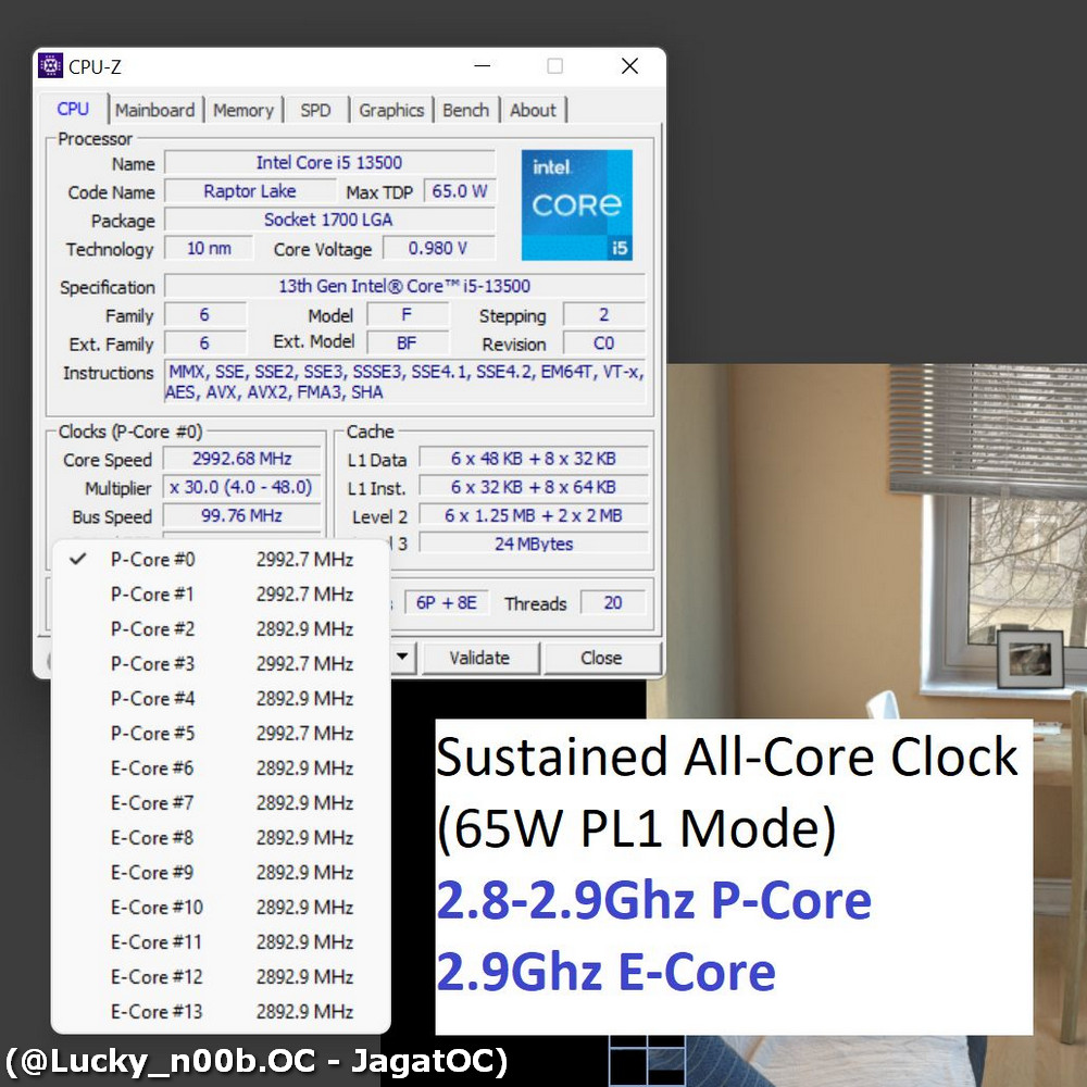 13500 cpuz 65w หลุดผลทดสอบ Intel Core i5 13500 รุ่นใหม่ล่าสุด Non K กินไฟ 65W ประสิทธิภาพแรงเกือบเท่า Core i5 12600 และ i7 12700K กันเลยทีเดียว