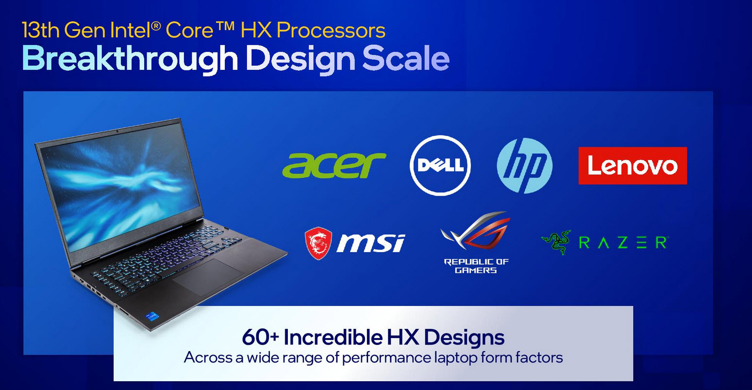 2023 01 05 11 09 35 อินเทลเปิดตัวซีพียู Intel 13th Gen ในรุ่น Mobile ใช้งานในแล็ปท็อปรหัส HX/H/P/U series รุ่นใหม่ล่าสุดมากถึง 23รุ่น รุ่นท็อป Core i9 13980HX 24C/32T ความเร็ว 5.6Ghz 