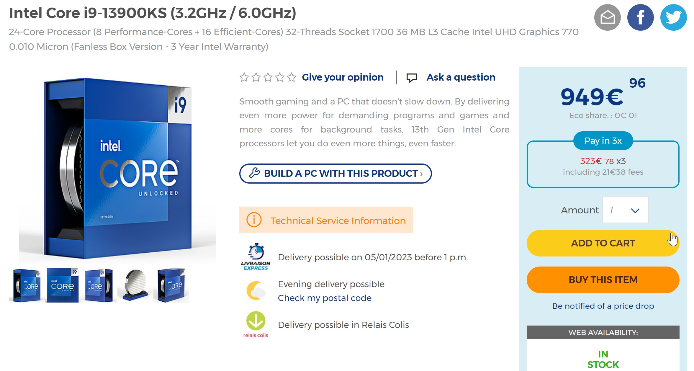intel-13900ks-france intel 13900ks france หลุดซีพียู Intel Core i9 13900KS รุ่นท็อปความเร็ว 6Ghz ใหม่ล่าสุดวางจำหน่ายแล้วที่ฝั่งยุโรปและประเทศจีน