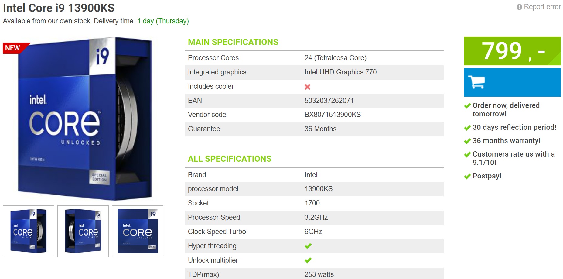 intel-core-i913900ks-nl intel core i913900ks nl หลุดซีพียู Intel Core i9 13900KS รุ่นท็อปความเร็ว 6Ghz ใหม่ล่าสุดวางจำหน่ายแล้วที่ฝั่งยุโรปและประเทศจีน
