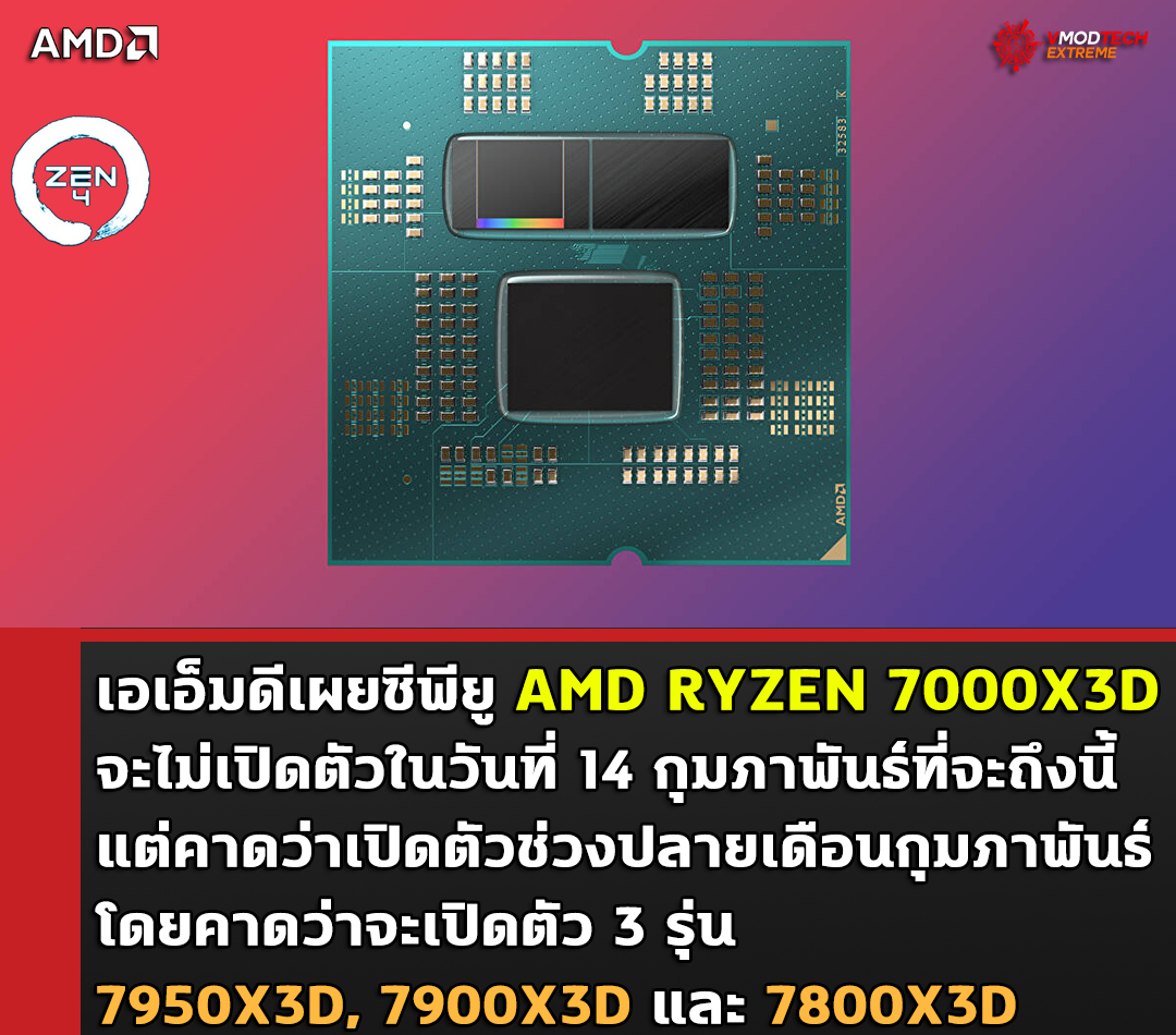 amd ryzen 7000x3d เอเอ็มดีเผยซีพียู AMD RYZEN 7000X3D จะไม่เปิดตัวในวันที่ 14 กุมภาพันธ์ที่จะถึงนี้ 