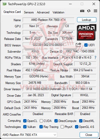 gpude ASUS TUF Gaming Radeon™ RX 7900 XTX OC Edition 24GB GDDR6 Review