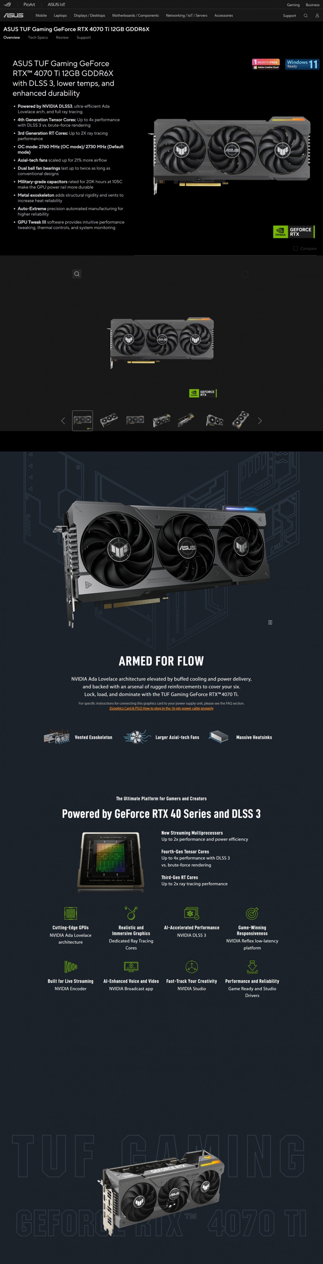  ASUS TUF Gaming GeForce RTX™ 4070 Ti 12GB GDDR6X Review