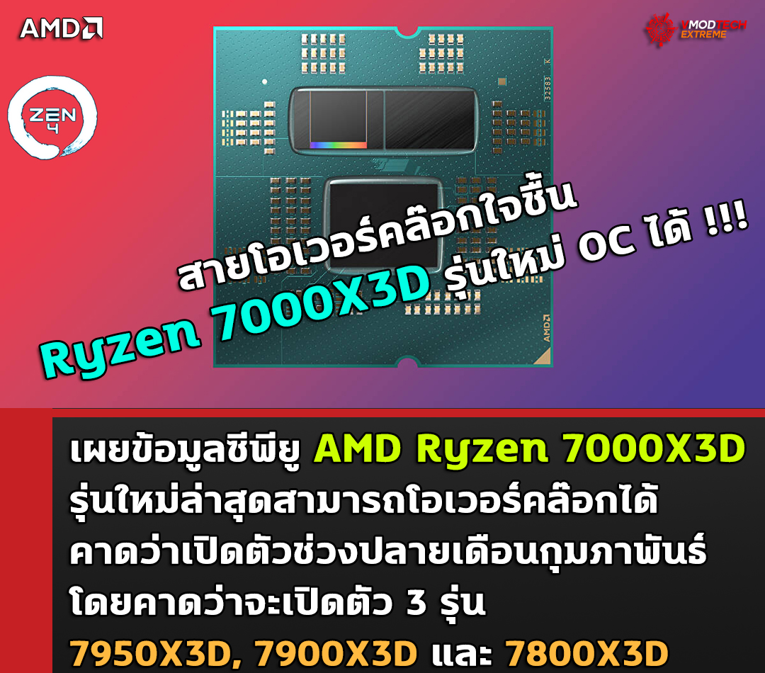 amd ryzen 7000x3d oc unlock เผยข้อมูลซีพียู AMD Ryzen 7000X3D รุ่นใหม่ล่าสุดสามารถโอเวอร์คล๊อกได้ 