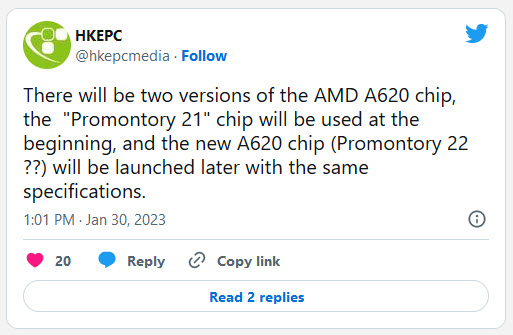 2023 01 31 11 19 27 เผยเมนบอร์ดรุ่นเล็ก AMD A620 รุ่นใหม่ล่าสุดจะใช้ชิป 2รุ่น 