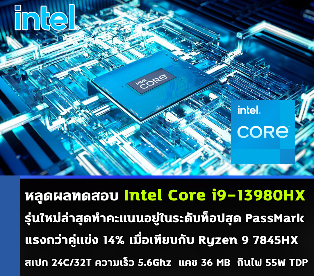 intel core i9 13980hx passmark หลุดผลทดสอบ Intel Core i9 13980HX รุ่นใหม่ล่าสุดทำคะแนนอยู่ในระดับท็อปแรงกว่าคู่แข่ง