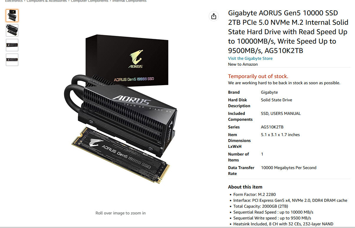 2023 02 23 14 16 07 PCIe Gen5 SSD ความจุ 2TB ในแบรนด์ AORUS วางจำหน่ายในราคา 11,744บาท 