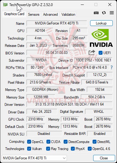 gpude GALAX GeForce RTX™ 4070 Ti SG 1 Click OC Review