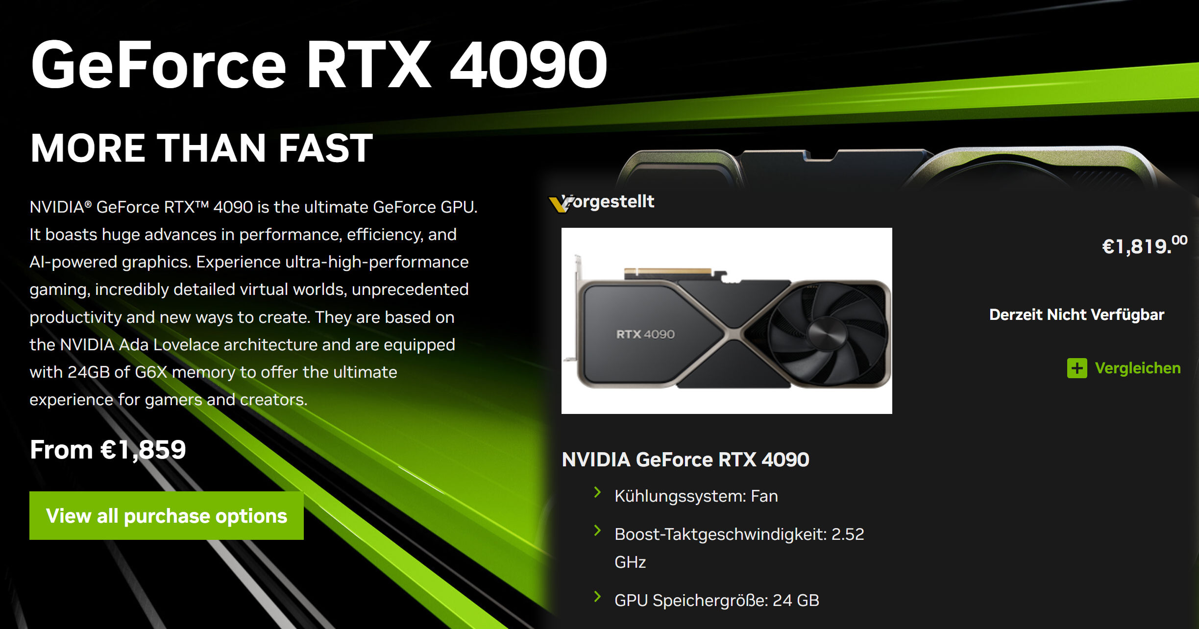 nvidia rtx 4090 price cut Nvidia ลดราคาการ์ดจอ NVIDIA GeForce RTX 4090 FE ลงกว่า 7% ในฝั่งยุโรป