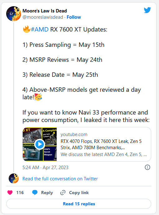 2023 04 27 15 09 24 ลือ!! การ์ดจอ AMD Radeon RX 7600 XT เตรียมจะเปิดตัวในวันที่ 25 พฤษภาคมที่จะถึงนี้ 