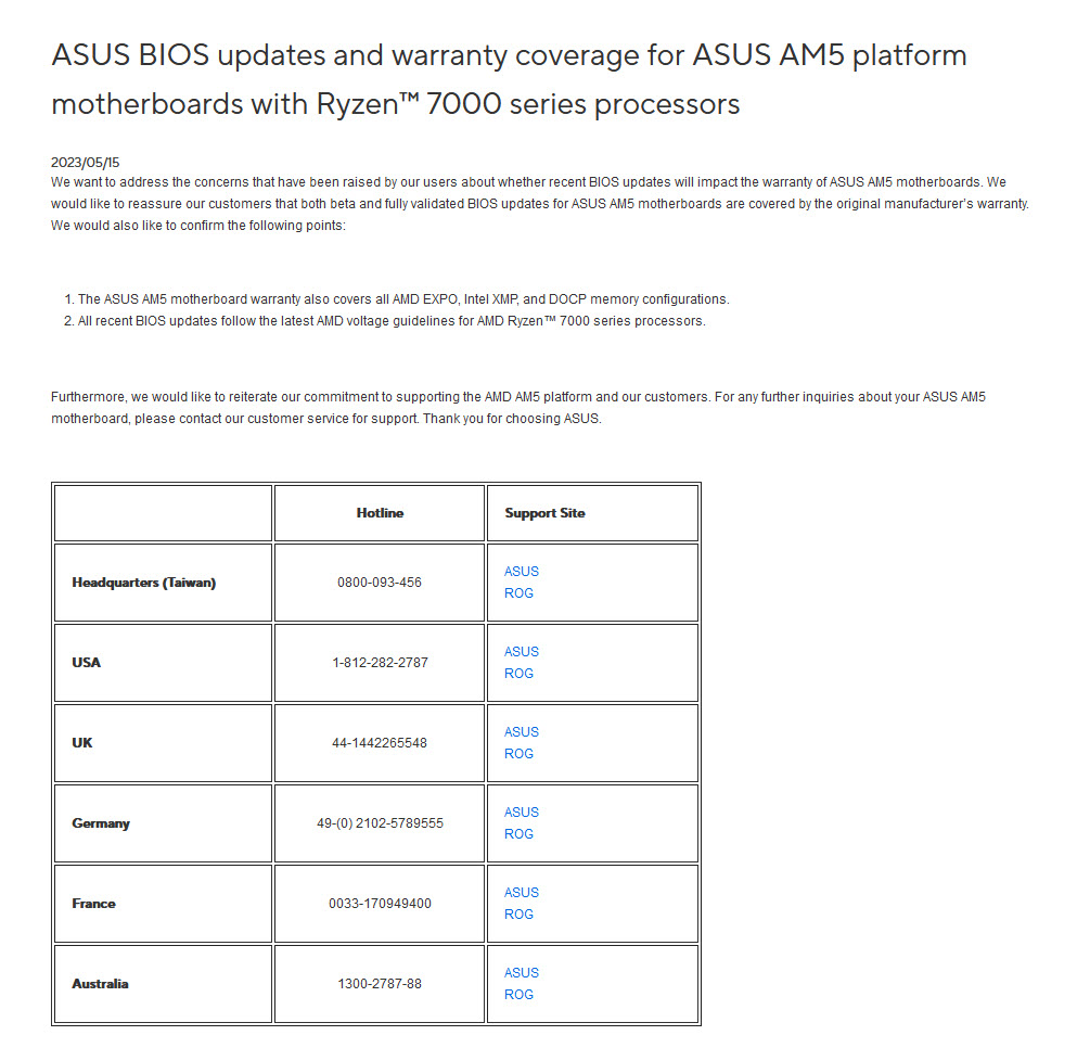 2023 05 16 21 52 19 เอซุสประกาศพร้อมรับประกันเมนบอร์ดของ ASUS ที่ครอบคลุมกรณีไบออสรุ่นเบต้าและโปรไฟล์การโอเวอร์คล็อกแรม AMD EXPO และ Intel XMP หากมีปัญหาในการใช้งานในเมนบอร์ด AM5  