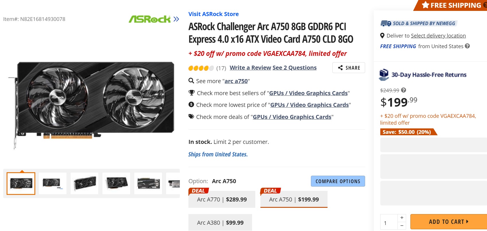 asrock-a750-179-usd asrock a750 179 usd อินเทลลดราคาอย่างต่อเนื่อง ASRock Arc A750 Challenger 8GB วางจำหน่ายในราคาเพียง $179 หรือประมาณ 6,196บาท