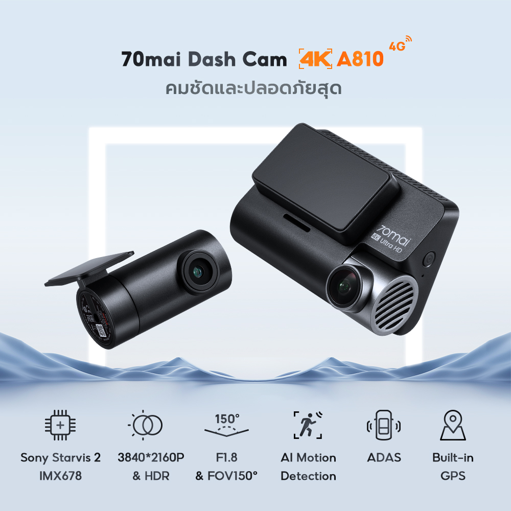 a810_1 a810 1 70mai เปิดตัวกล้องติดรถยนต์เรือธง Dash Cam 4K A810 อัปเกรดเซ็นเซอร์รุ่นใหม่ล่าสุด Sony STARVIS 2 IMX 678 ภาพชัด สมจริงยิ่งขึ้น