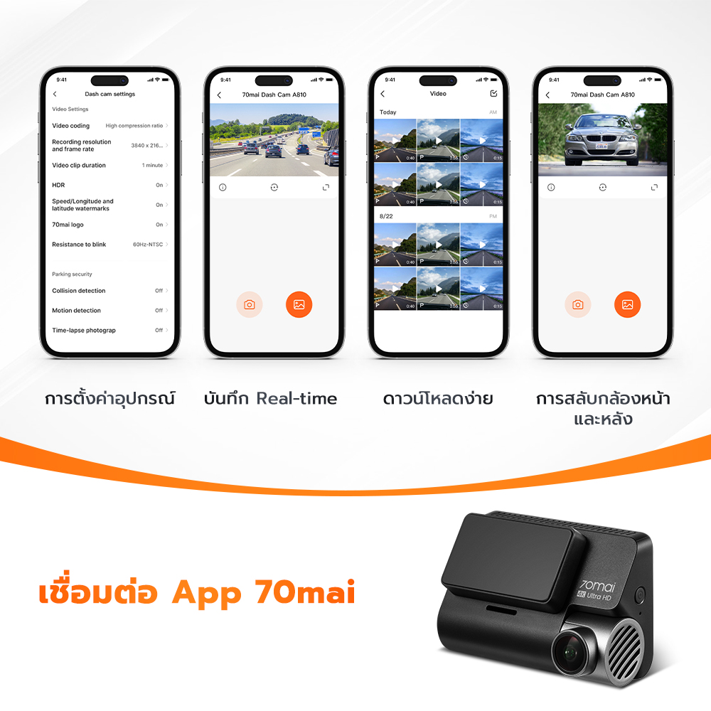 a810_9 a810 9 70mai เปิดตัวกล้องติดรถยนต์เรือธง Dash Cam 4K A810 อัปเกรดเซ็นเซอร์รุ่นใหม่ล่าสุด Sony STARVIS 2 IMX 678 ภาพชัด สมจริงยิ่งขึ้น