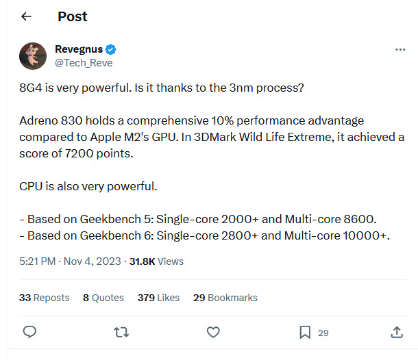 2023-11-05_9-59-49 2023 11 05 9 59 49 ลือ!! Snapdragon 8 Gen 4 จะมีพลังการ์ดจอ Adreno 830 เจเนอเรชั่นใหม่จะเร็วกว่า Apple M2 มากถึง 10 % ใน 3DMark Wild Life Extreme