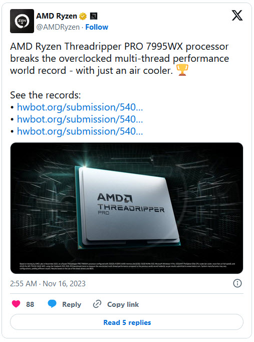2023 11 16 9 16 16 เอเอ็มดีทำลายสิถิติโลก Cinebench ด้วยซีพียู AMD Ryzen Threadripper PRO 7995WX รุ่นใหม่ล่าสุด