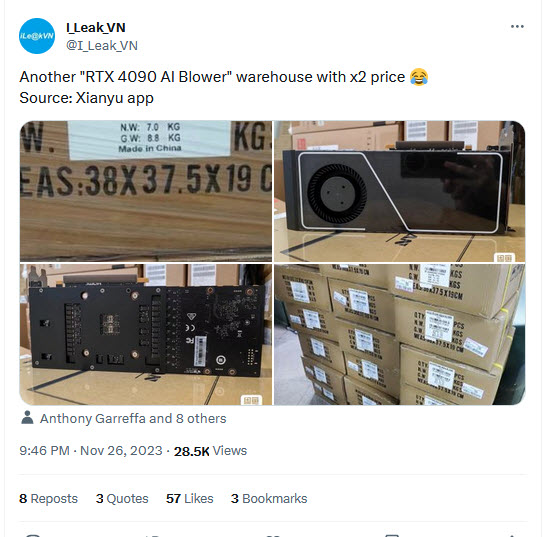 2023-11-27_15-18-32 2023 11 27 15 18 32 พบการ์ดจอ Nvidia GeForce RTX 4090 ที่นำมาโมดิฟายใส่พัดลมโบลเวอร์ที่เน้นใช้งานด้าน AI อีกครั้งในประเทศจีน ในขณะที่ราคา RTX 4090 ในจีนยังคงสูงขึ้นเรื่อยๆ