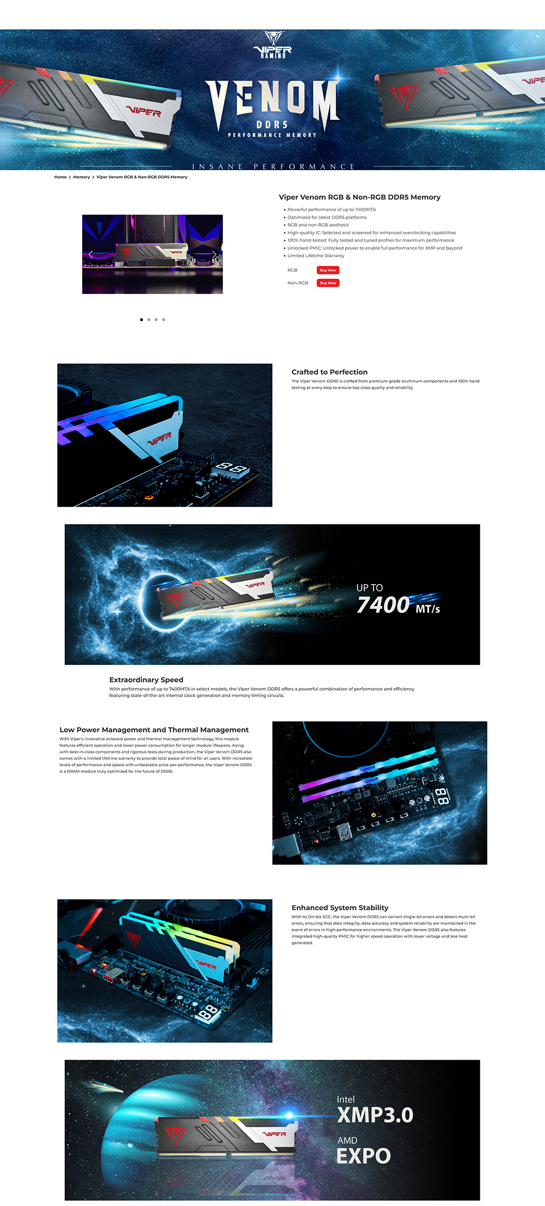 spec PATRIOT VIPER VENOM RGB 32GB (16GBx2) DDR5 5600MHZ CL36 REVIEW