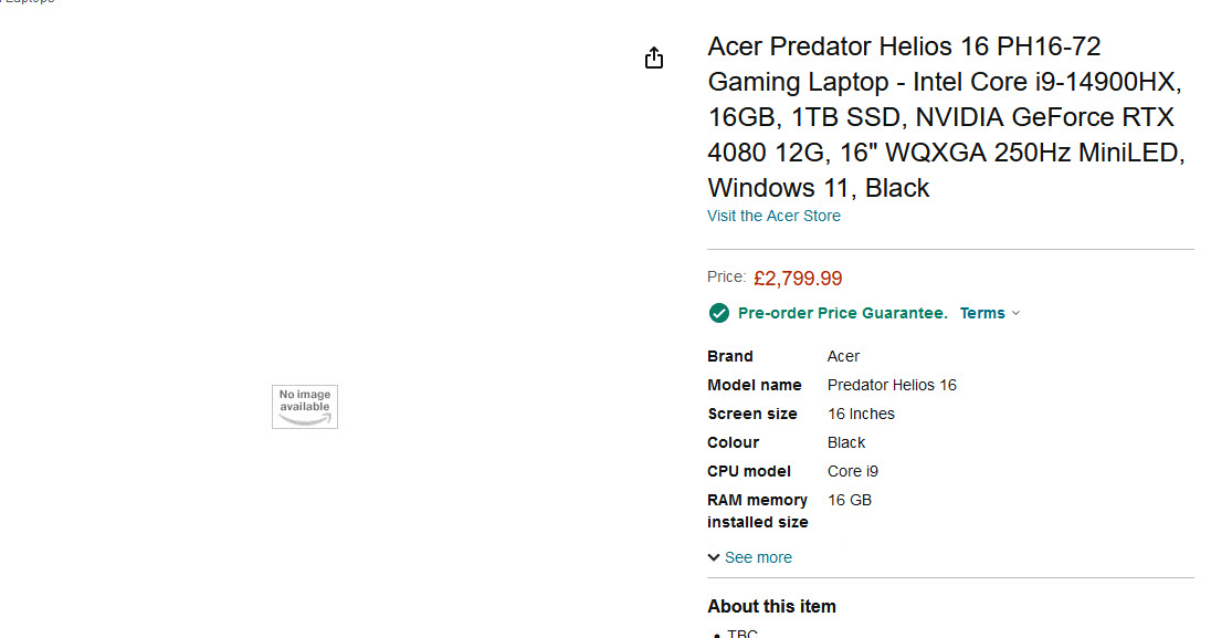 2023 12 04 10 04 29 พบข้อมูลโน๊ตบุ๊คเอเซอร์ Predator Helios Laptops รุ่นใหม่มาพร้อมซีพียู Core i9 14900HX การ์ดจอ RTX 4080 ราคา 2799 ยูโร