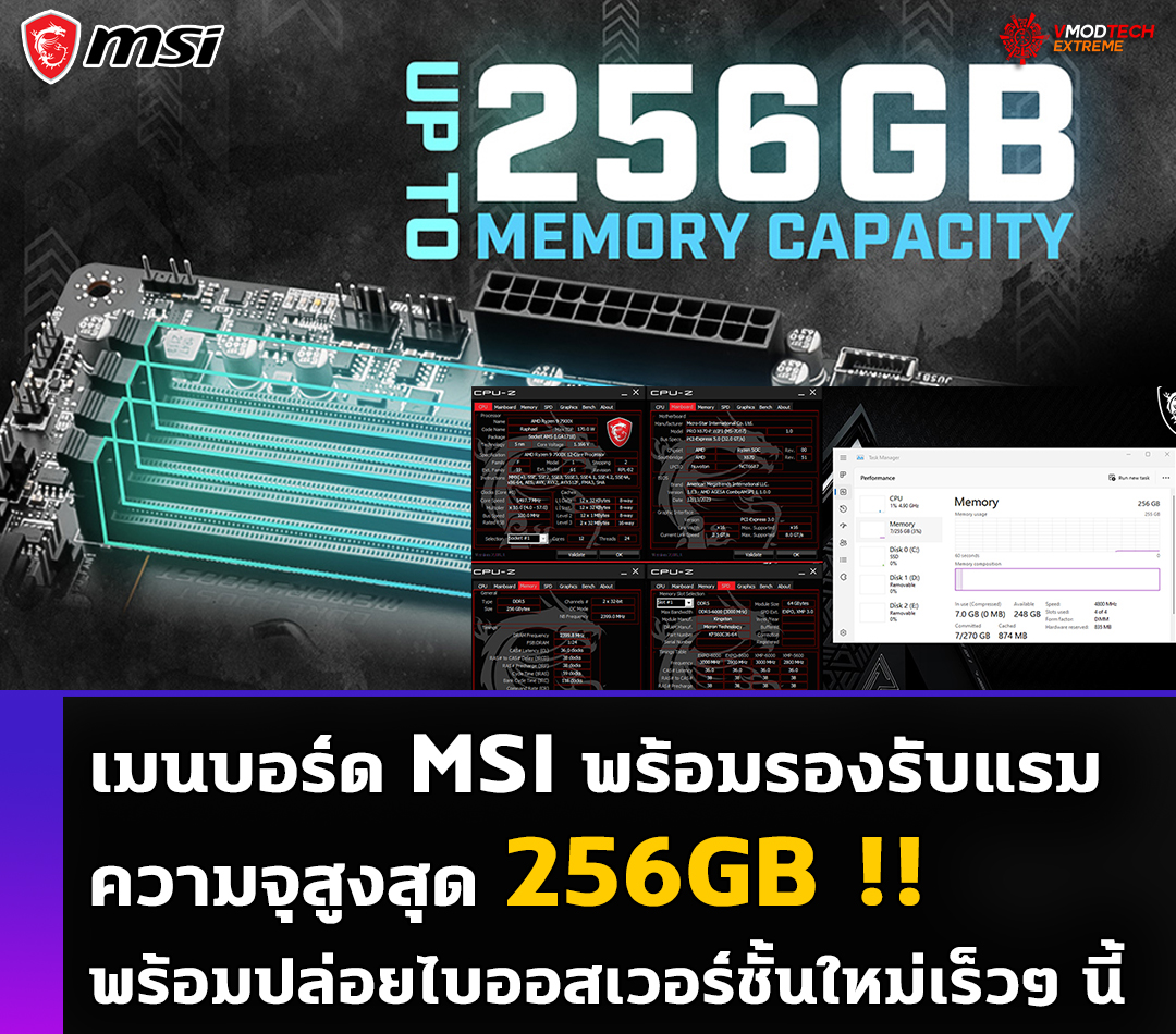 msi-memory-up-to-256gb-bios msi memory up to 256gb bios เมนบอร์ด MSI พร้อมรองรับความจุหน่วยความจำสูงสุด 256GB สำหรับเมนบอร์ด 4 DIMM และ 128GB สำหรับ 2 DIMM