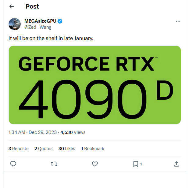 2023-12-30_15-06-11 2023 12 30 15 06 11 NVIDIA GeForce RTX 4090D พร้อมวางจำหน่ายในประเทศจีนช่วงปลายเดือนมกราคม ราคาเท่ากับ RTX 4090 รุ่นปกติ