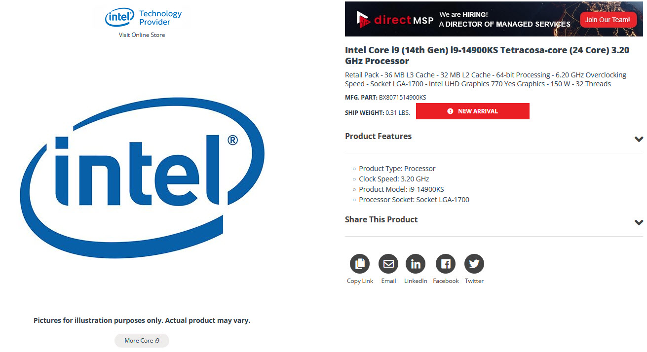2024 03 01 12 37 44 ค่อนข้างชัวร์! Intel Core i9 14900KS ความเร็วสูงสุด 6.2 GHz กินไฟ 150W TDP