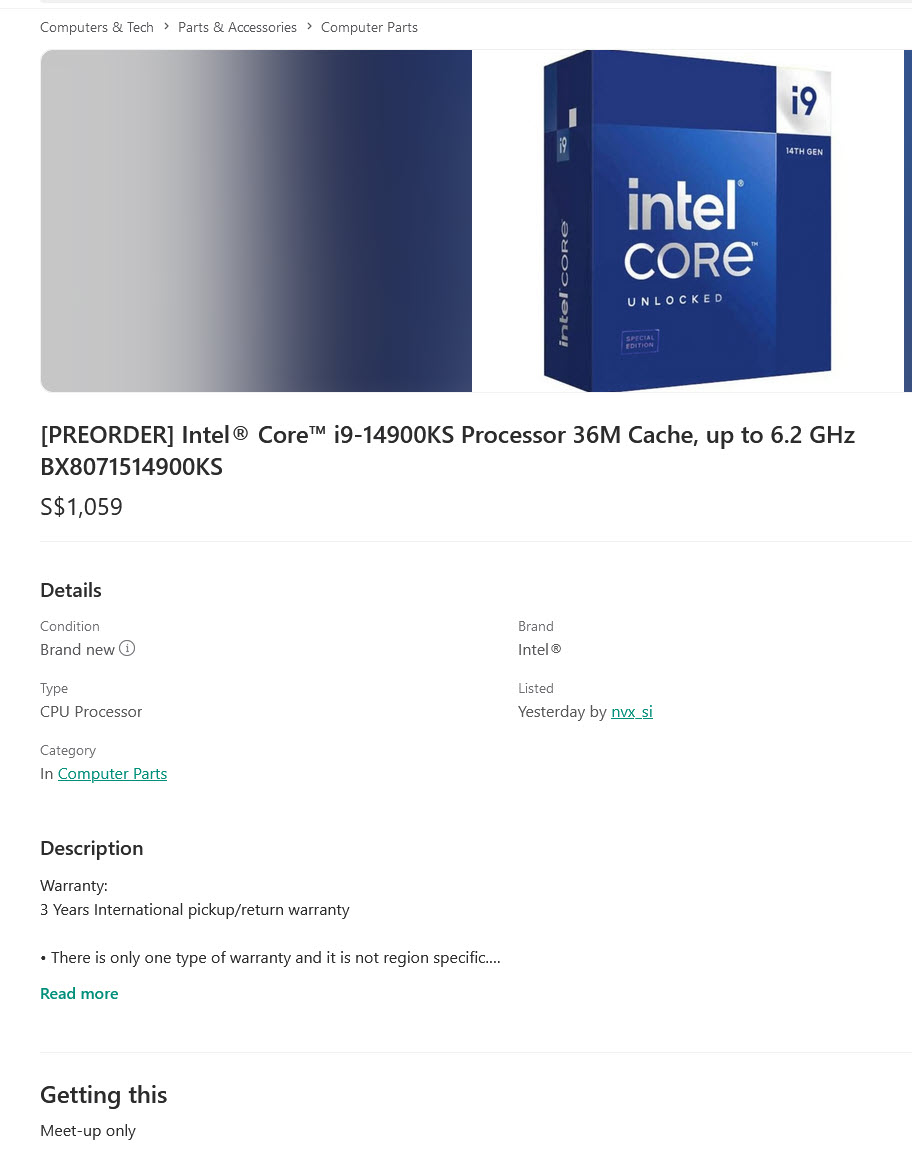 2024 03 09 23 44 01 หลุดราคาสั่งซื้อล่วงหน้าของซีพียู Intel Core i9 14900KS เพิ่มขึ้น 19 30% เมื่อเทียบกับ 14900K คาดเตรียมเปิดตัวในวันที่ 14 มีนาคมที่จะถึงนี้ค่อนข้างแน่นอน 