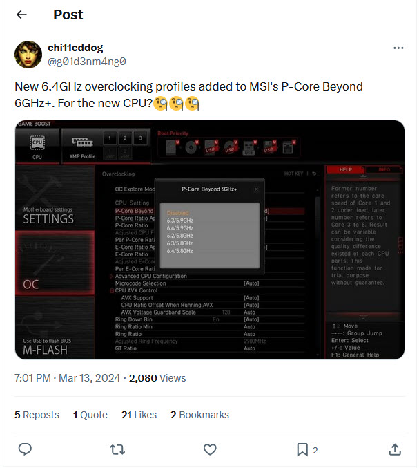 2024-03-14_18-59-26 2024 03 14 18 59 26 เผยซีพียู Intel Core i9 14900KS สามารถใช้โปรไฟล์โอเวอร์คล๊อกได้มากถึง 6.4Ghz