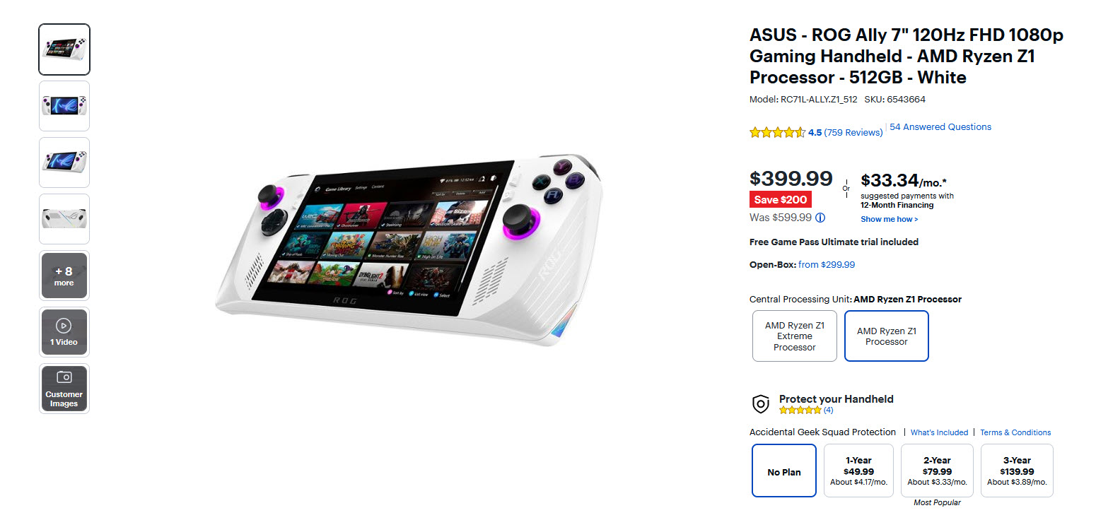 2024-03-16_9-36-08 2024 03 16 9 36 08 ASUS ROG Ally ลดราคาลงเหลือ 399 599ดอลล่าสหรัฐฯ หรือประมาณ 14,XXX 21,XXXบาท จากทาง BestBuy