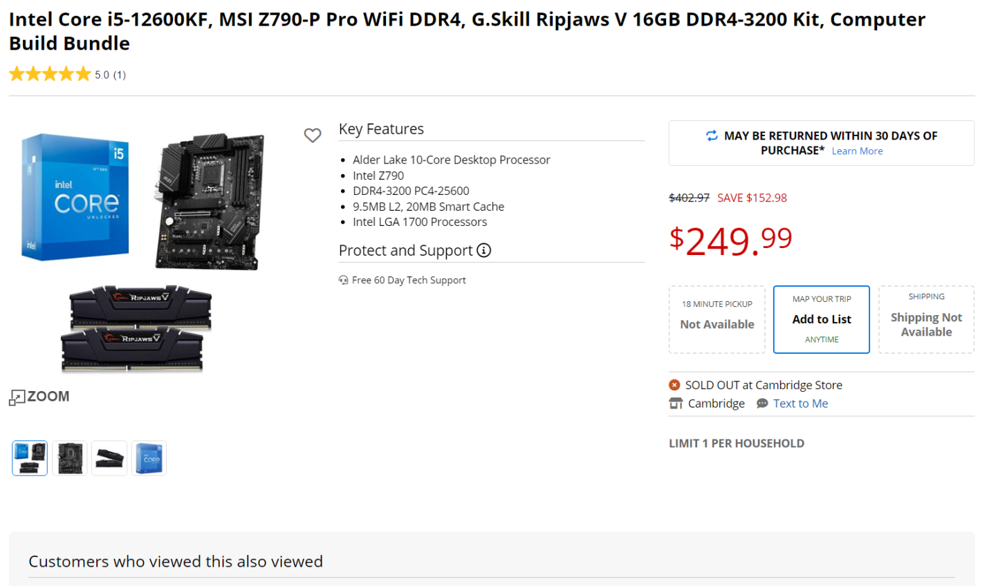 intel core i5 12600k cpu combo deal microcenter 1456x848 Microcenter มัดรวมยกชุด Intel Core i9 12900K, i7 12700K, i5 12600K พร้อมเมนบอร์ดและแรมในราคาเริ่มต้นสุดคุ้ม 250ดอลล่าสหรัฐฯ หรือประมาณ 9,130บาท