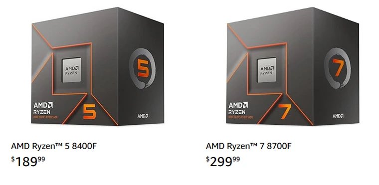  AMD วางจำหน่ายซีพียู AMD Ryzen 7 8700F ในราคา $299 และ Ryzen 5 8400F ในราคา $189 ในสหรัฐอเมริกา