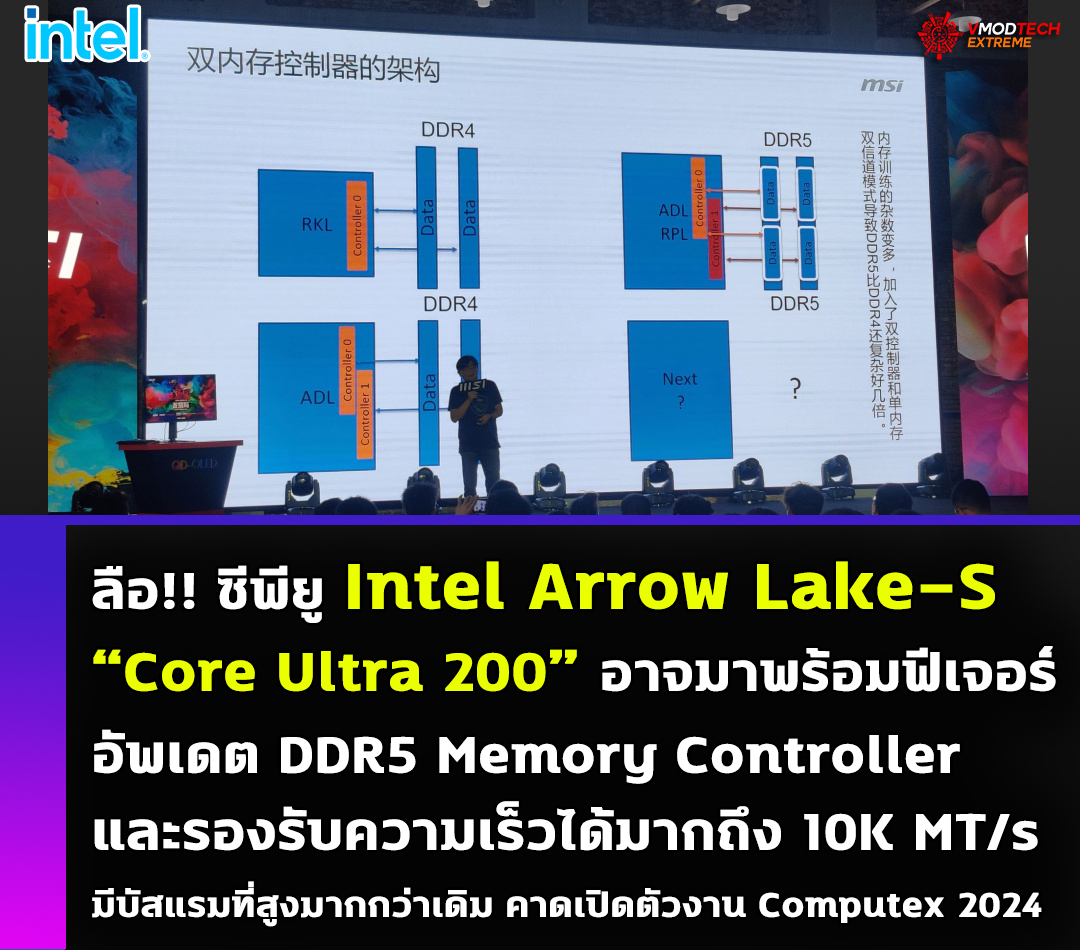 ลือ!! Intel Arrow Lake-S “Core Ultra 200” อาจมาพร้อมฟีเจอร์อัพเดต DDR5 Memory Controller และรองรับความเร็วได้มากถึง 10K MT/s 