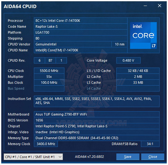 aida aida KINGSTON FURY BEAST RGB DDR5 6800 32GB (16GBX2) REVIEW